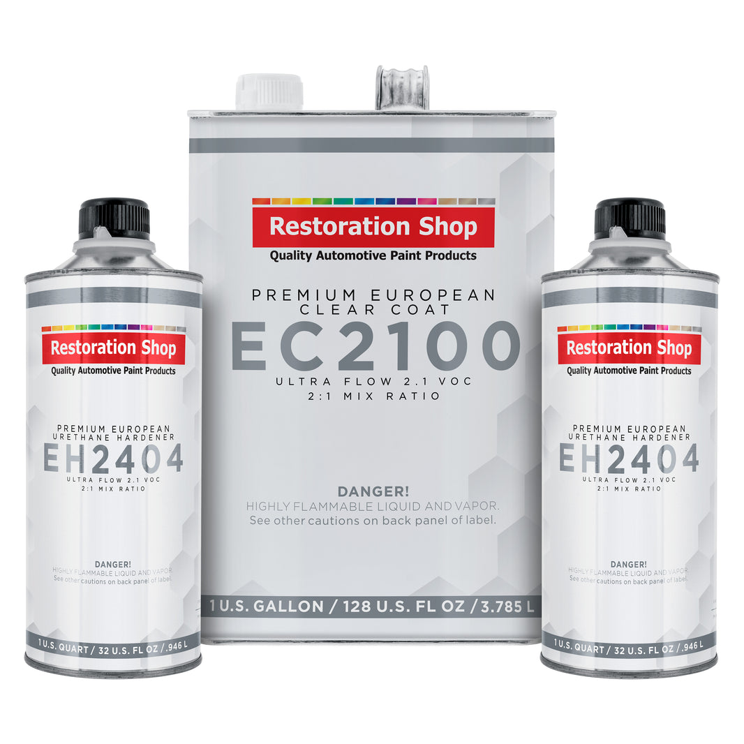 1.5 Gallon Ultra Flow Premium European Clearcoat Auto Paint Kit, 2.1 VOC - 1 Gal. Urethane Clear, 2 Qts Hardener, 2:1 Ratio, Coating