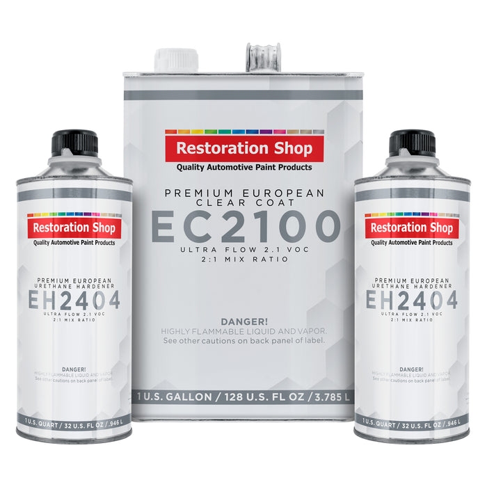 Restoration Shop 1.5 Gallon Ultra Flow Premium European Clearcoat Auto Paint Kit, 2.1 VOC - 1 Gal. Urethane Clear, 2 Qts Hardener, 2:1 Ratio, Coating
