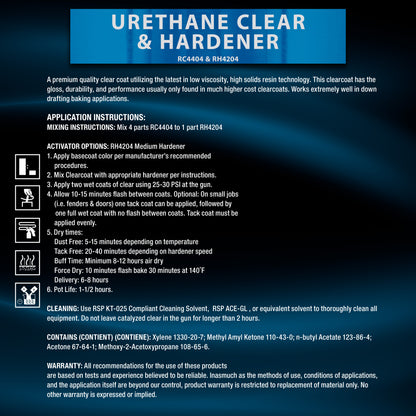 1.25 Quarts 2K Clear Coat Automotive Paint Kit - 1 Quart Urethane Clear, 1/2 Pint Hardener, 4:1 Mix Ratio - Professional High Gloss Auto Car Refinish