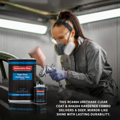 1.25 Quarts 2K Clear Coat Automotive Paint Kit - 1 Quart Urethane Clear, 1/2 Pint Hardener, 4:1 Mix Ratio - Professional High Gloss Auto Car Refinish