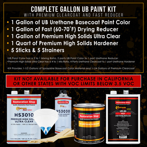 Classic White - Urethane Basecoat with Premium Clearcoat Auto Paint - Complete Fast Gallon Paint Kit - Professional High Gloss Automotive Coating