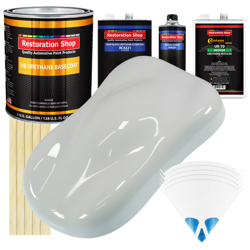 Classic White - Urethane Basecoat with Clearcoat Auto Paint (Complete Medium Gallon Paint Kit) Professional High Gloss Automotive Car Truck Coating