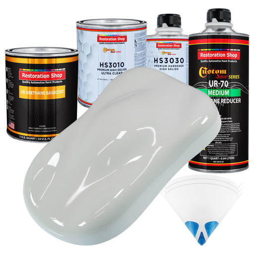 Classic White - Urethane Basecoat with Premium Clearcoat Auto Paint - Complete Medium Quart Paint Kit - Professional High Gloss Automotive Coating