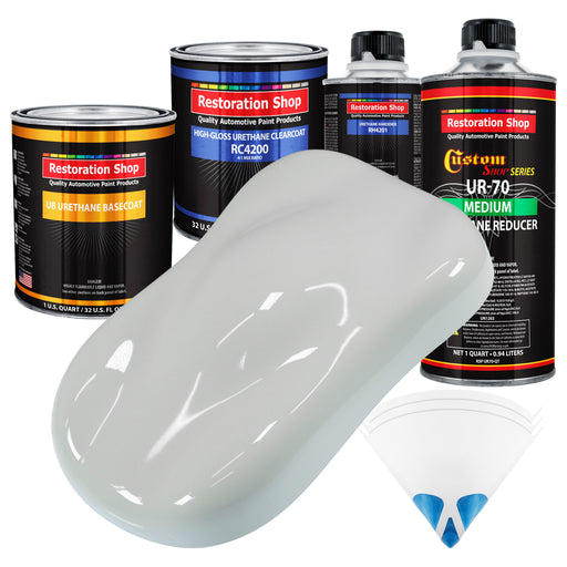 Classic White - Urethane Basecoat with Clearcoat Auto Paint - Complete Medium Quart Paint Kit - Professional High Gloss Automotive, Car, Truck Coating