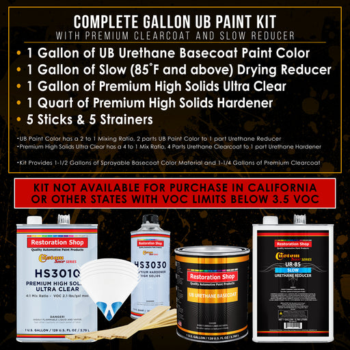 Classic White - Urethane Basecoat with Premium Clearcoat Auto Paint - Complete Slow Gallon Paint Kit - Professional High Gloss Automotive Coating