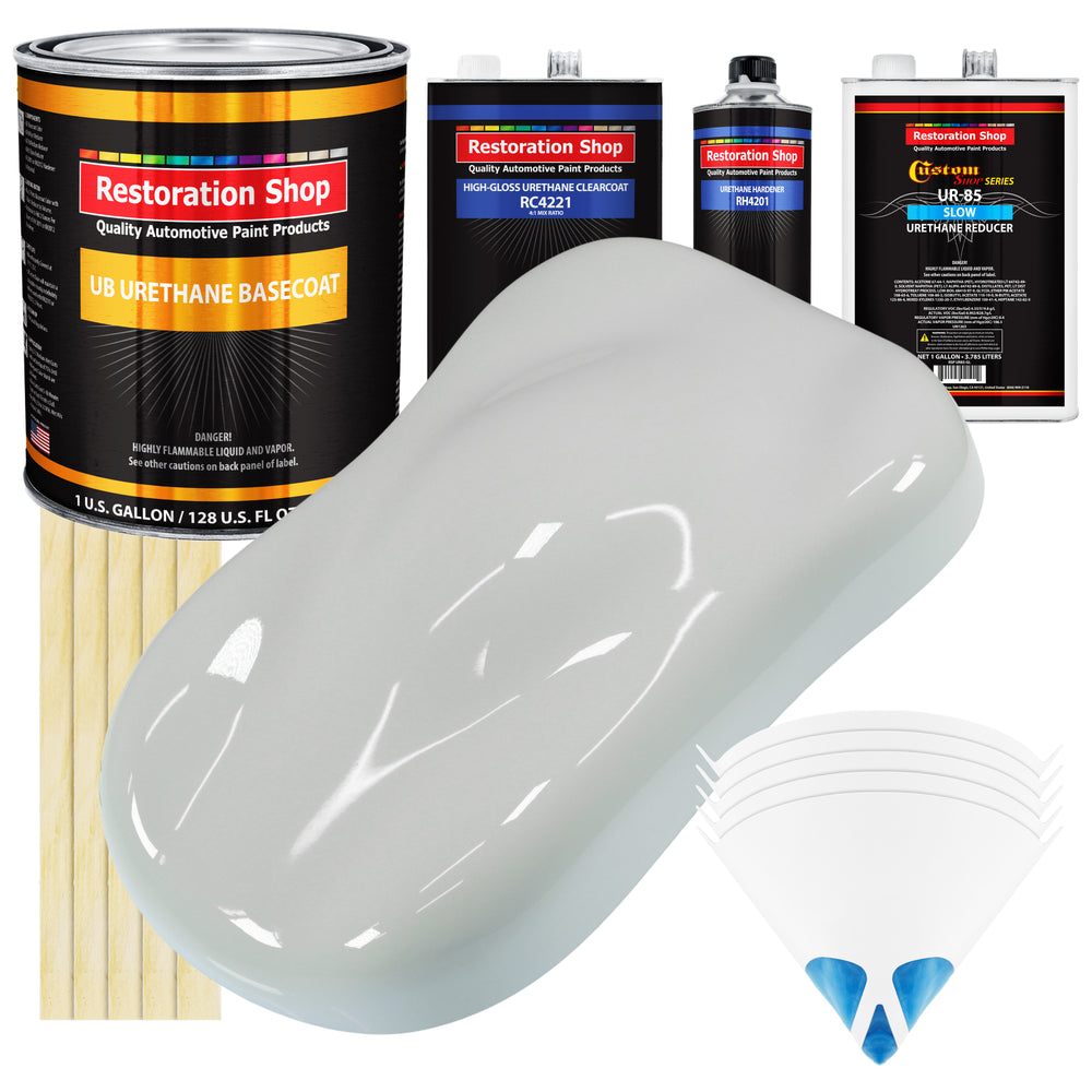 Classic White - Urethane Basecoat with Clearcoat Auto Paint - Complete Slow Gallon Paint Kit - Professional High Gloss Automotive, Car, Truck Coating