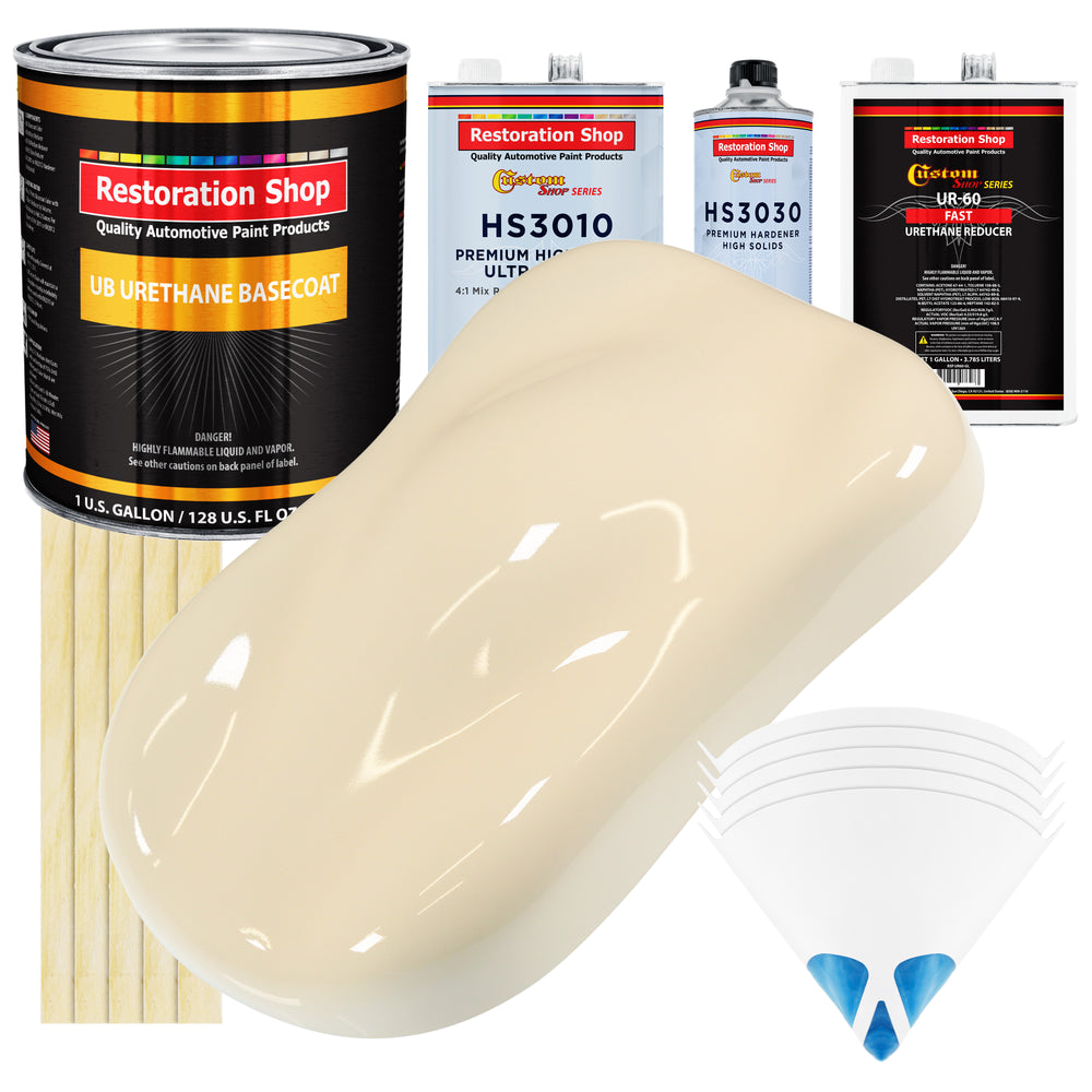 Wimbledon White - Urethane Basecoat with Premium Clearcoat Auto Paint - Complete Fast Gallon Paint Kit - Professional High Gloss Automotive Coating