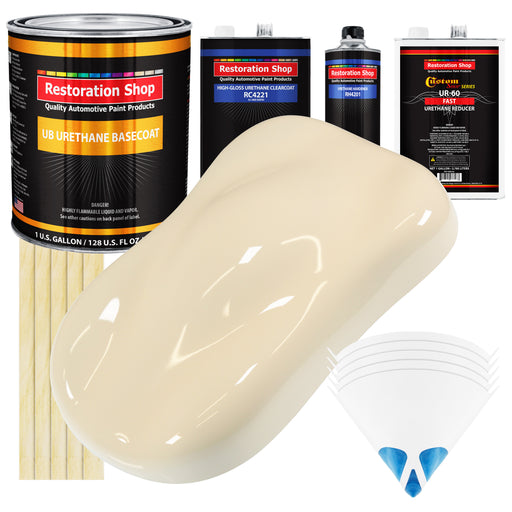 Wimbledon White - Urethane Basecoat with Clearcoat Auto Paint (Complete Fast Gallon Paint Kit) Professional High Gloss Automotive Car Truck Coating