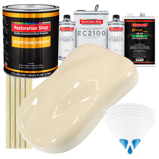 Wimbledon White Urethane Basecoat with European Clearcoat Auto Paint - Complete Gallon Paint Color Kit - Automotive Refinish Coating