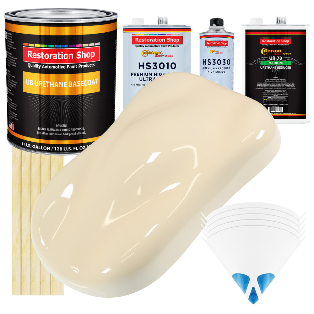 Wimbledon White - Urethane Basecoat with Premium Clearcoat Auto Paint - Complete Medium Gallon Paint Kit - Professional High Gloss Automotive Coating