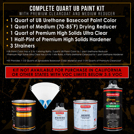 Wimbledon White - Urethane Basecoat with Premium Clearcoat Auto Paint - Complete Medium Quart Paint Kit - Professional High Gloss Automotive Coating