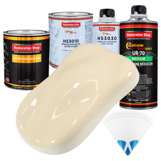 Wimbledon White - Urethane Basecoat with Premium Clearcoat Auto Paint - Complete Medium Quart Paint Kit - Professional High Gloss Automotive Coating