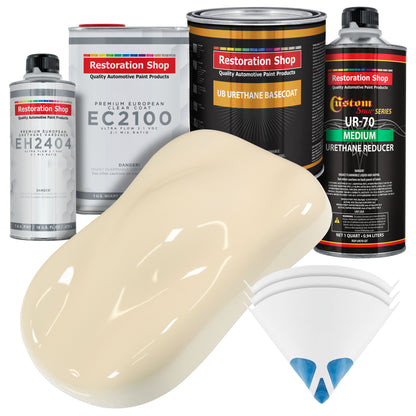 Wimbledon White Urethane Basecoat with European Clearcoat Auto Paint - Complete Quart Paint Color Kit - Automotive Refinish Coating