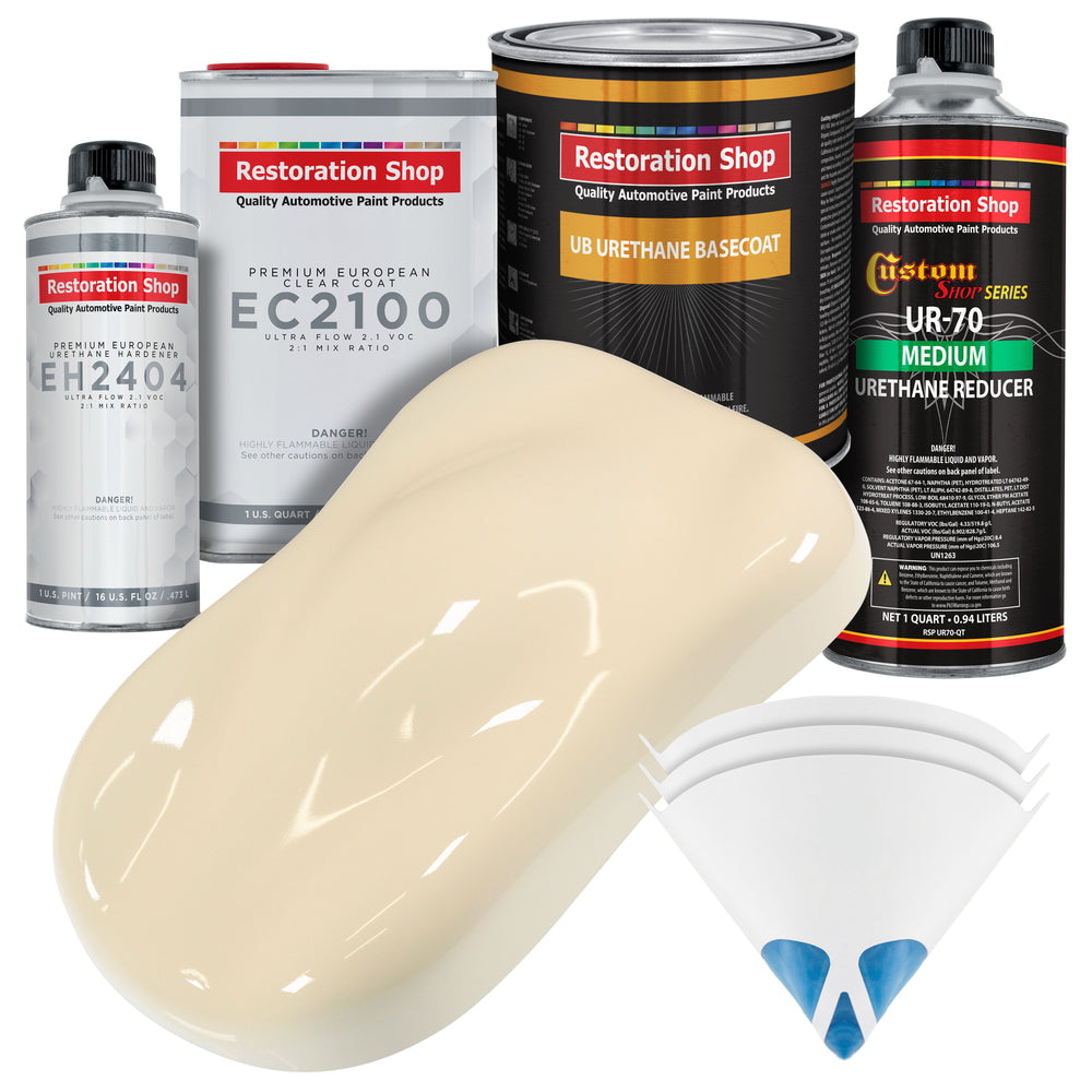 Wimbledon White Urethane Basecoat with European Clearcoat Auto Paint - Complete Quart Paint Color Kit - Automotive Refinish Coating
