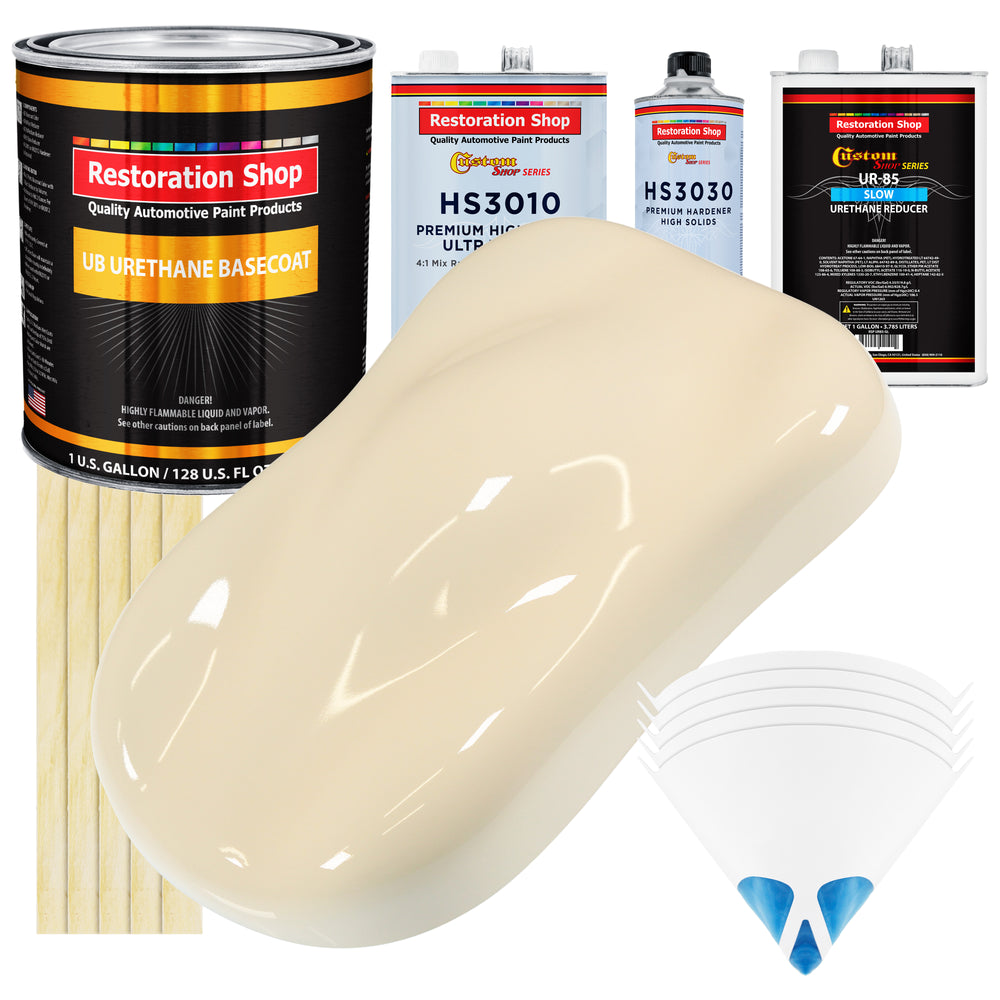 Wimbledon White - Urethane Basecoat with Premium Clearcoat Auto Paint - Complete Slow Gallon Paint Kit - Professional High Gloss Automotive Coating