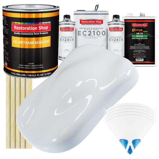 Winter White Urethane Basecoat with European Clearcoat Auto Paint - Complete Gallon Paint Color Kit - Automotive Refinish Coating