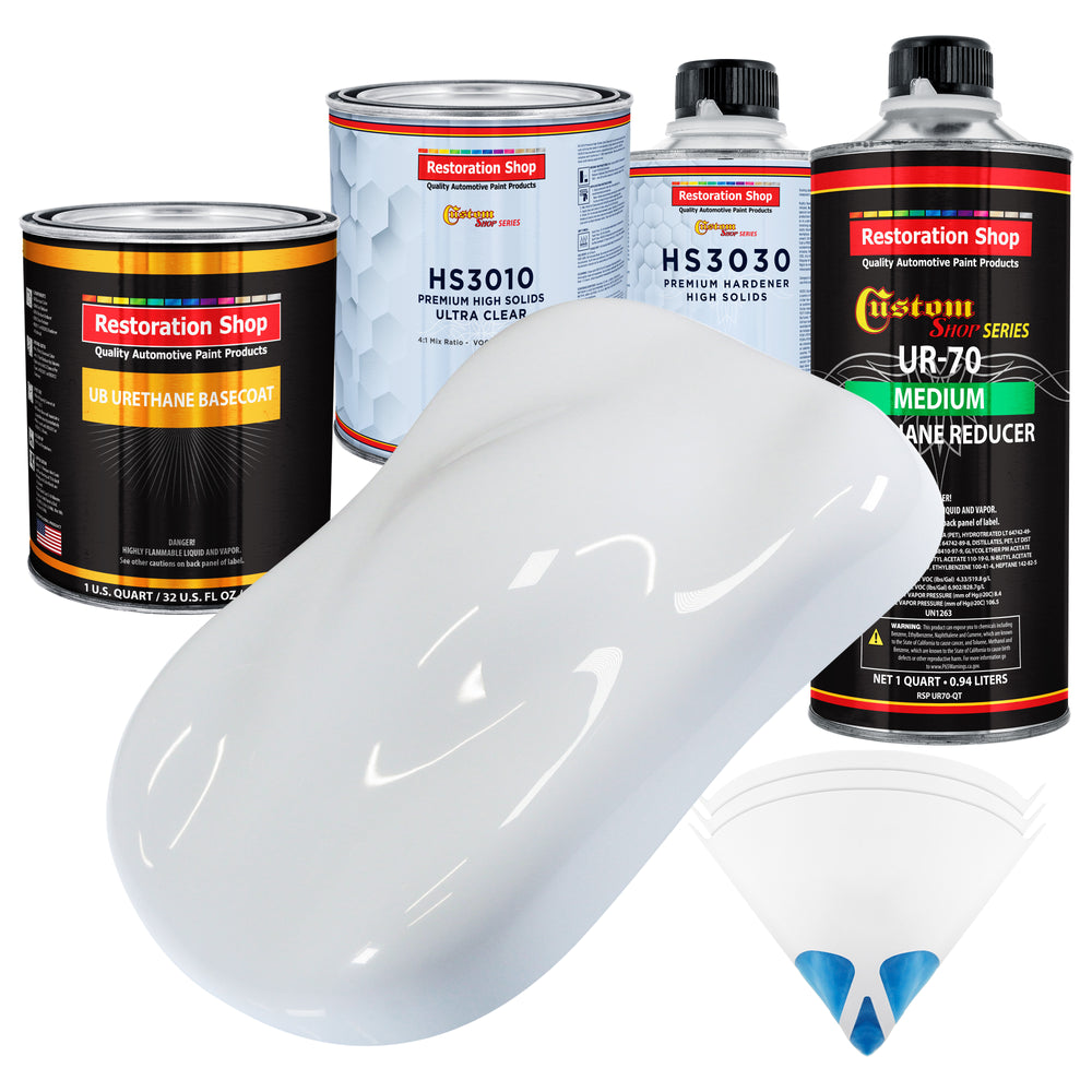 Winter White - Urethane Basecoat with Premium Clearcoat Auto Paint - Complete Medium Quart Paint Kit - Professional High Gloss Automotive Coating