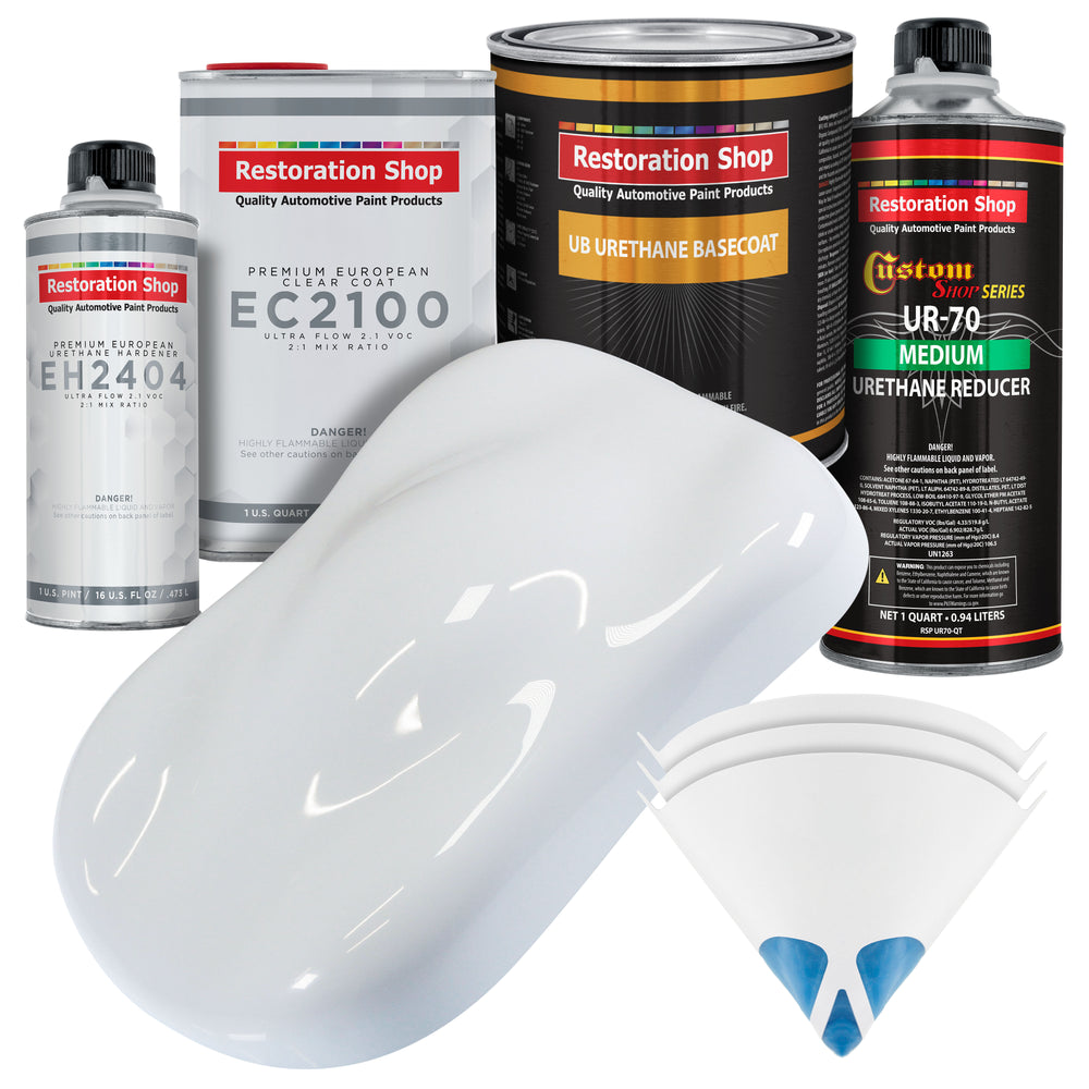 Winter White Urethane Basecoat with European Clearcoat Auto Paint - Complete Quart Paint Color Kit - Automotive Refinish Coating
