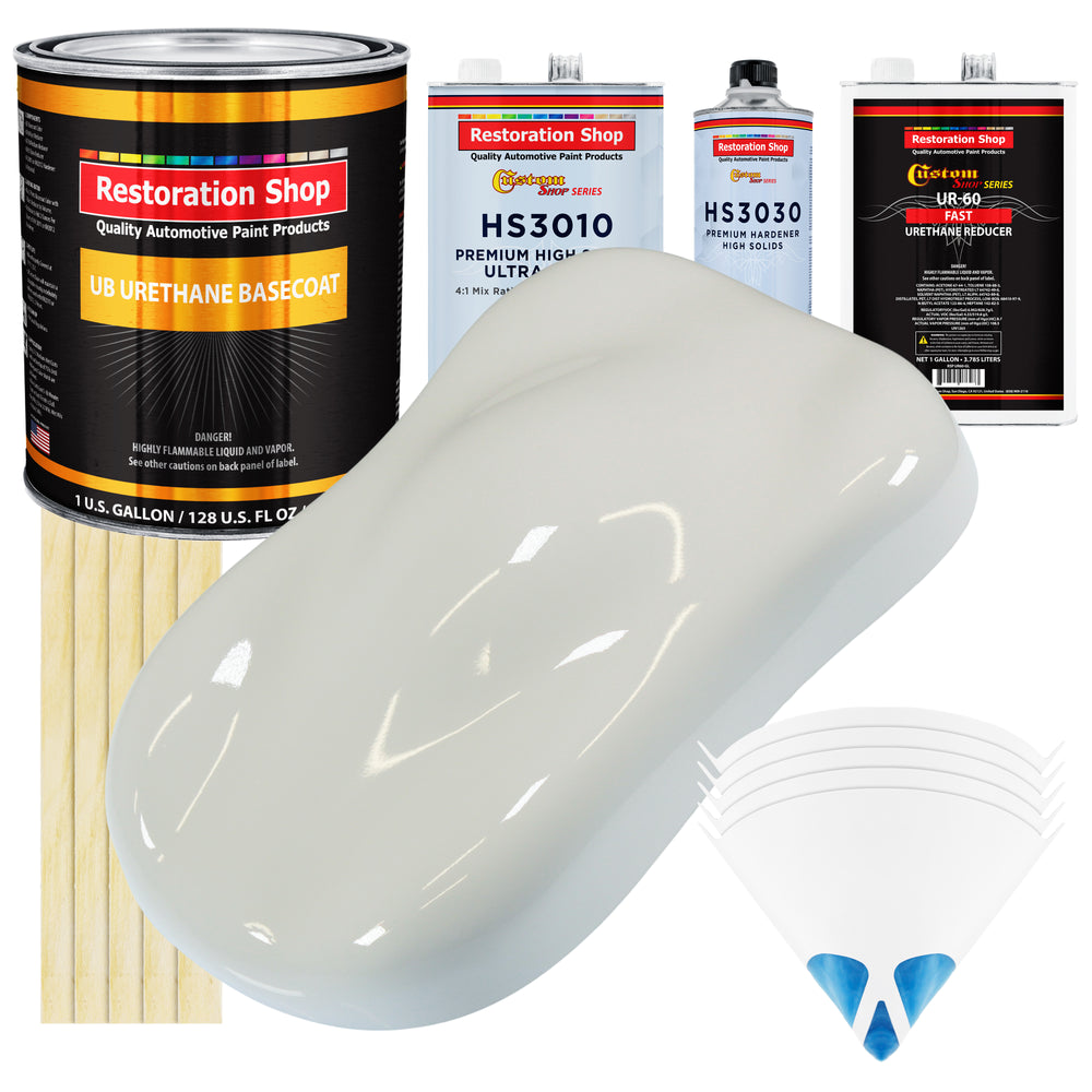 Linen White - Urethane Basecoat with Premium Clearcoat Auto Paint - Complete Fast Gallon Paint Kit - Professional High Gloss Automotive Coating