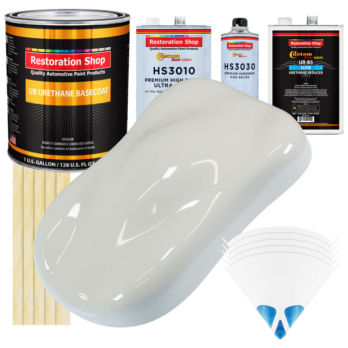 Linen White - Urethane Basecoat with Premium Clearcoat Auto Paint - Complete Slow Gallon Paint Kit - Professional High Gloss Automotive Coating