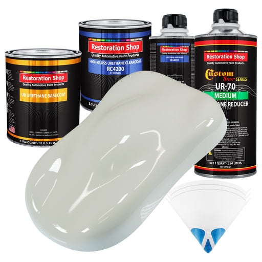 Arctic White - Urethane Basecoat with Clearcoat Auto Paint - Complete Medium Quart Paint Kit - Professional High Gloss Automotive, Car, Truck Coating
