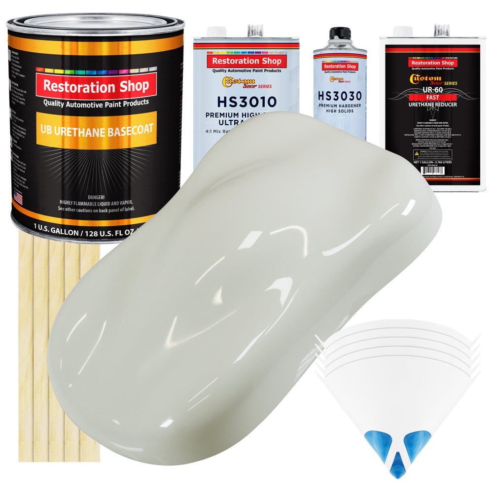 Ermine White - Urethane Basecoat with Premium Clearcoat Auto Paint - Complete Fast Gallon Paint Kit - Professional High Gloss Automotive Coating