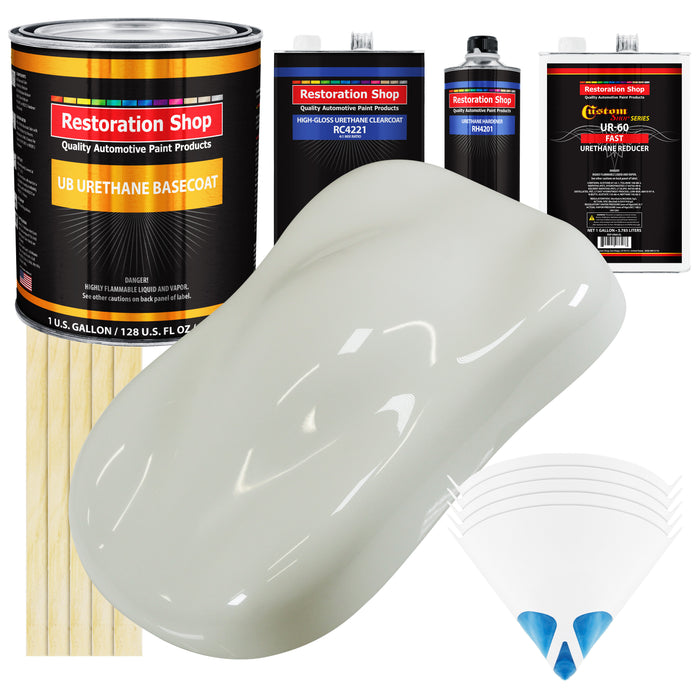 Ermine White - Urethane Basecoat with Clearcoat Auto Paint - Complete Fast Gallon Paint Kit - Professional High Gloss Automotive, Car, Truck Coating