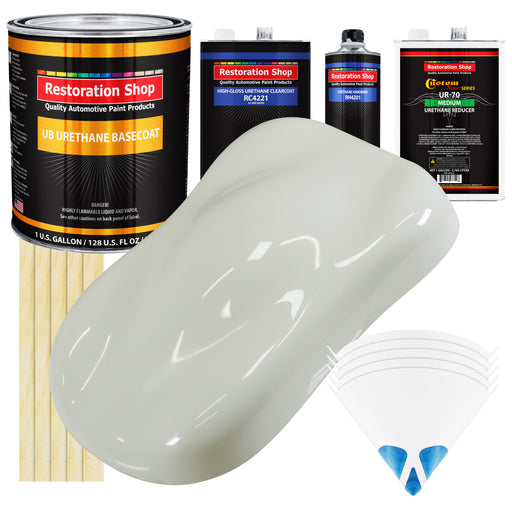 Ermine White - Urethane Basecoat with Clearcoat Auto Paint - Complete Medium Gallon Paint Kit - Professional High Gloss Automotive, Car, Truck Coating