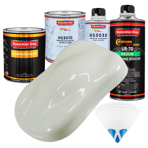 Ermine White - Urethane Basecoat with Premium Clearcoat Auto Paint - Complete Medium Quart Paint Kit - Professional High Gloss Automotive Coating