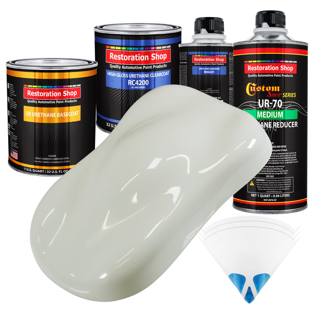 Ermine White - Urethane Basecoat with Clearcoat Auto Paint - Complete Medium Quart Paint Kit - Professional High Gloss Automotive, Car, Truck Coating