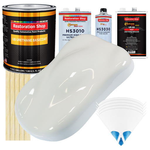 Pure White - Urethane Basecoat with Premium Clearcoat Auto Paint - Complete Fast Gallon Paint Kit - Professional High Gloss Automotive Coating