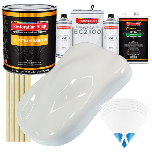 Pure White Urethane Basecoat with European Clearcoat Auto Paint - Complete Gallon Paint Color Kit - Automotive Refinish Coating