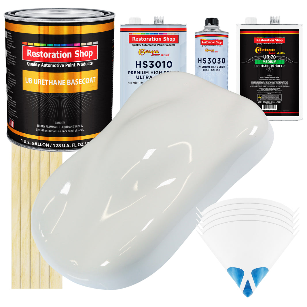 Pure White - Urethane Basecoat with Premium Clearcoat Auto Paint - Complete Medium Gallon Paint Kit - Professional High Gloss Automotive Coating