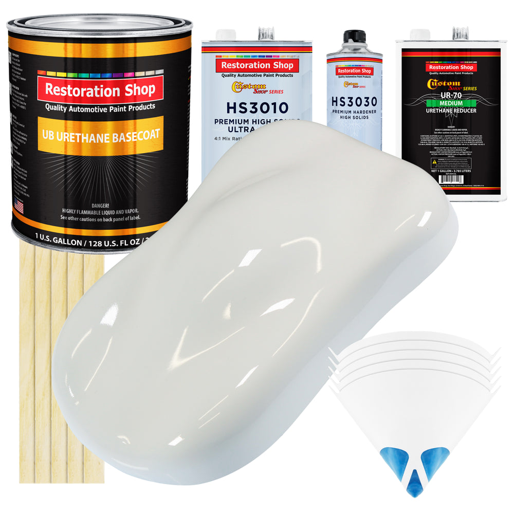 Pure White - Urethane Basecoat with Premium Clearcoat Auto Paint - Complete Medium Gallon Paint Kit - Professional High Gloss Automotive Coating