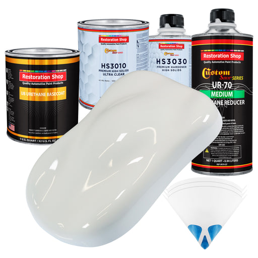 Pure White - Urethane Basecoat with Premium Clearcoat Auto Paint - Complete Medium Quart Paint Kit - Professional High Gloss Automotive Coating