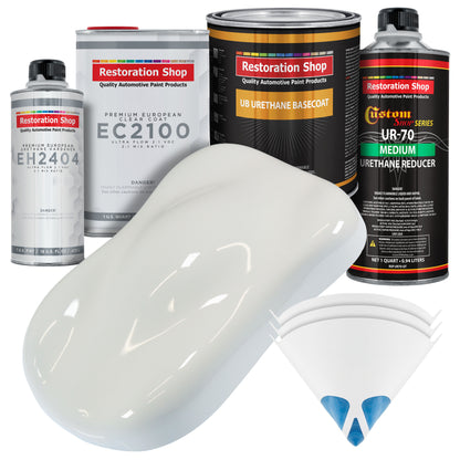 Pure White Urethane Basecoat with European Clearcoat Auto Paint - Complete Quart Paint Color Kit - Automotive Refinish Coating