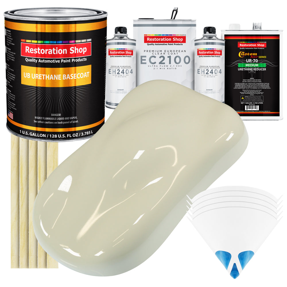 Grand Prix White Urethane Basecoat with European Clearcoat Auto Paint - Complete Gallon Paint Color Kit - Automotive Refinish Coating