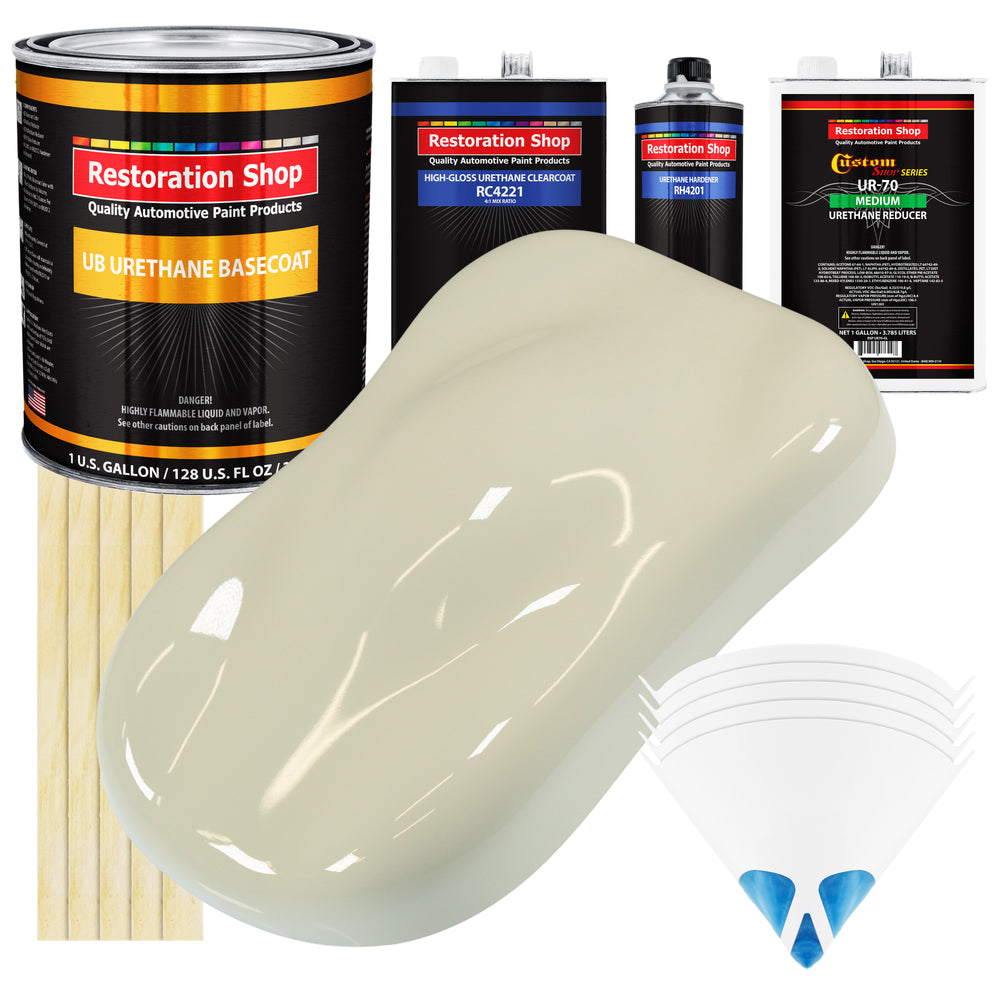 Grand Prix White - Urethane Basecoat with Clearcoat Auto Paint - Complete Medium Gallon Paint Kit - Professional Gloss Automotive Car Truck Coating