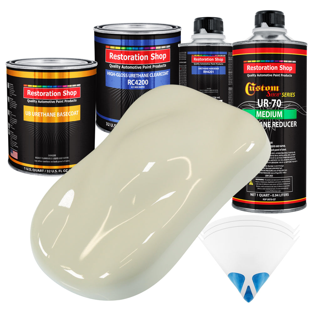 Grand Prix White - Urethane Basecoat with Clearcoat Auto Paint - Complete Medium Quart Paint Kit - Professional Gloss Automotive Car Truck Coating