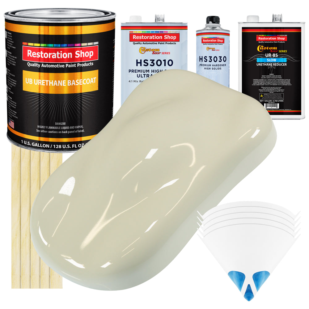 Grand Prix White - Urethane Basecoat with Premium Clearcoat Auto Paint - Complete Slow Gallon Paint Kit - Professional High Gloss Automotive Coating