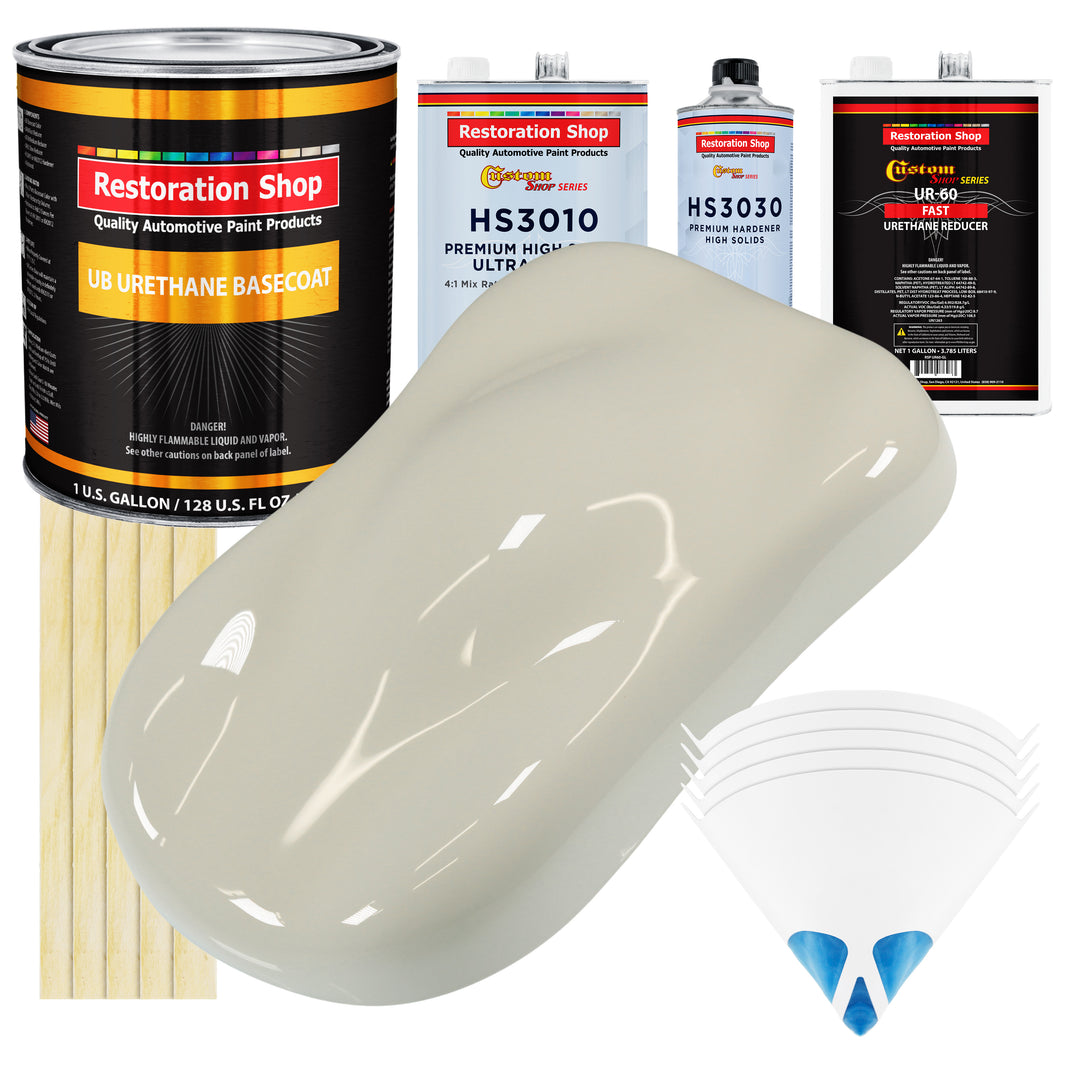 Spinnaker White - Urethane Basecoat with Premium Clearcoat Auto Paint - Complete Fast Gallon Paint Kit - Professional High Gloss Automotive Coating