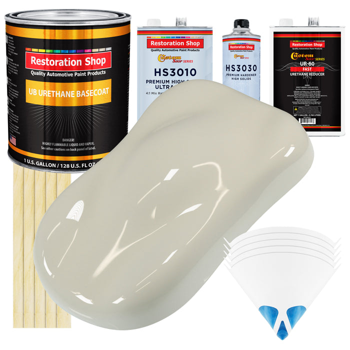 Spinnaker White - Urethane Basecoat with Premium Clearcoat Auto Paint - Complete Fast Gallon Paint Kit - Professional High Gloss Automotive Coating