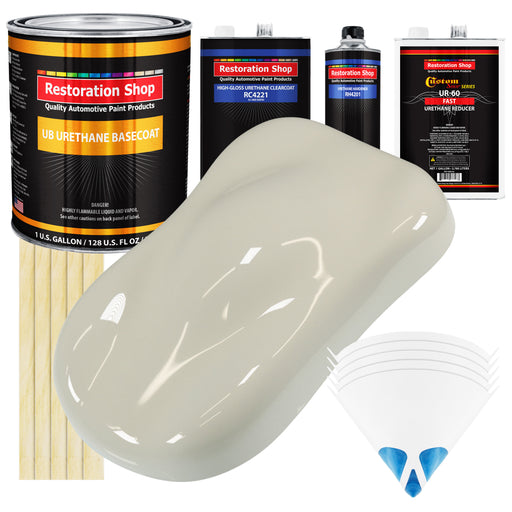Spinnaker White - Urethane Basecoat with Clearcoat Auto Paint (Complete Fast Gallon Paint Kit) Professional High Gloss Automotive Car Truck Coating