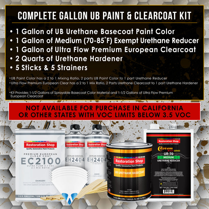 Spinnaker White Urethane Basecoat with European Clearcoat Auto Paint - Complete Gallon Paint Color Kit - Automotive Refinish Coating
