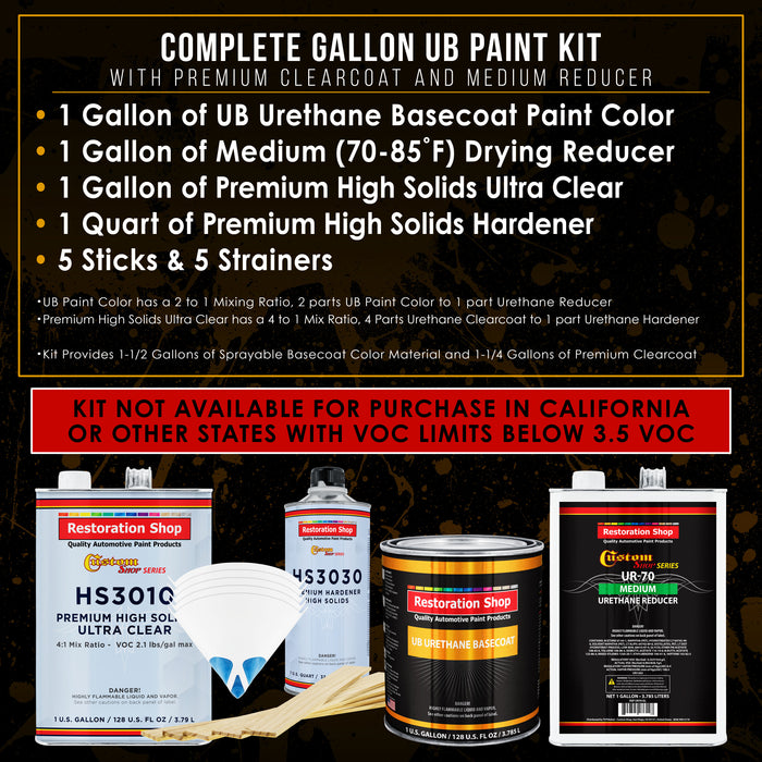 Spinnaker White - Urethane Basecoat with Premium Clearcoat Auto Paint - Complete Medium Gallon Paint Kit - Professional High Gloss Automotive Coating