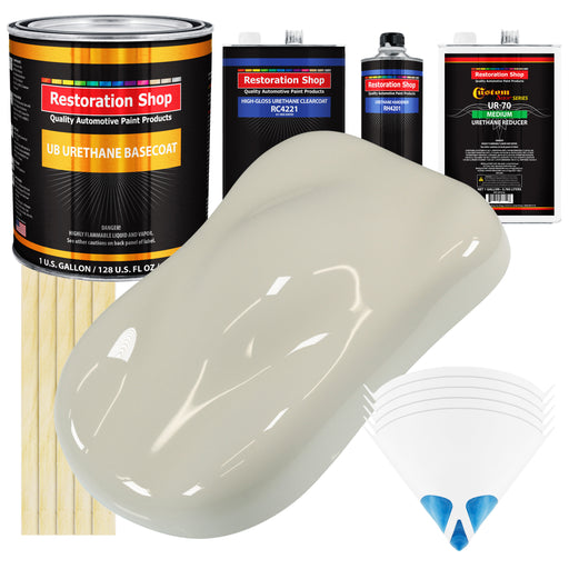 Spinnaker White - Urethane Basecoat with Clearcoat Auto Paint - Complete Medium Gallon Paint Kit - Professional Gloss Automotive Car Truck Coating