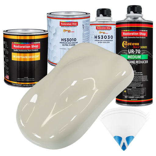 Spinnaker White - Urethane Basecoat with Premium Clearcoat Auto Paint - Complete Medium Quart Paint Kit - Professional High Gloss Automotive Coating