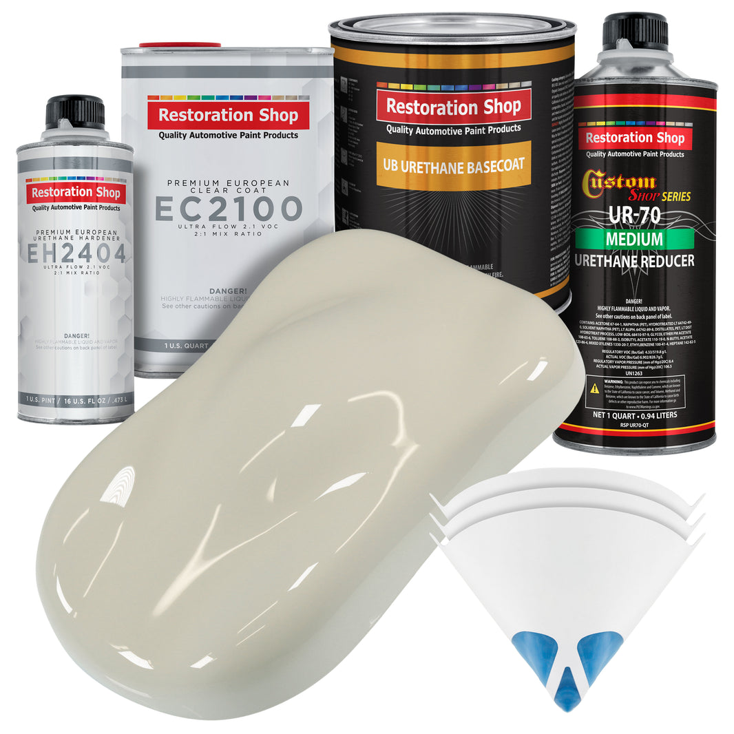 Spinnaker White Urethane Basecoat with European Clearcoat Auto Paint - Complete Quart Paint Color Kit - Automotive Refinish Coating