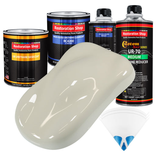 Spinnaker White - Urethane Basecoat with Clearcoat Auto Paint - Complete Medium Quart Paint Kit - Professional High Gloss Automotive Car Truck Coating