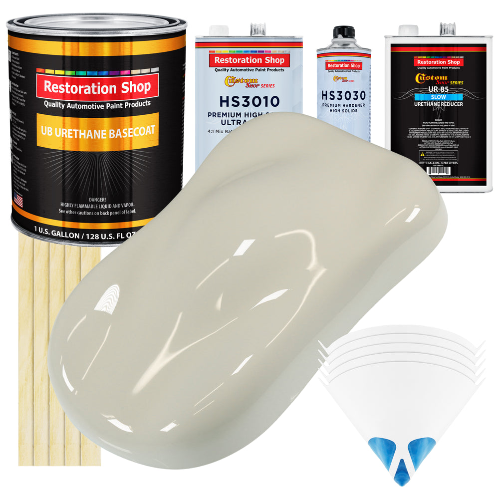 Spinnaker White - Urethane Basecoat with Premium Clearcoat Auto Paint - Complete Slow Gallon Paint Kit - Professional High Gloss Automotive Coating